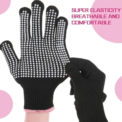 Heat Resistant Styling Gloves with Silicone Grip - 2 Pack