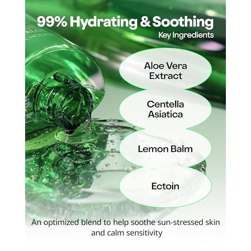 HOLIKA HOLIKA Aloe Fresh Moisture Soothing Gel - Face Body Moisturizer - Fermented Aloe and Cica - Hydrating Cooling Hypoallergenic Korean Skincare for Sensitive Sunburned Skin, 8.45oz