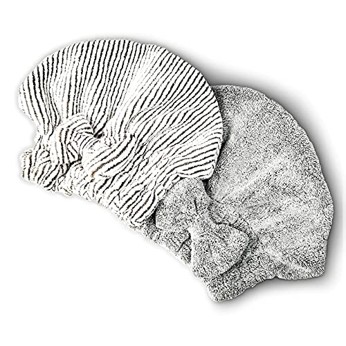 Microfiber Hair Towel Wrap, Quick Dry Cap for Curly & Thick Hair - 2 Pack