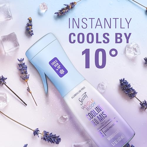 Cooling Body Deodorant Mist for Women - 24hr Odor Protection, Lavender Scent, Aluminum-Free, 5.2 fl oz