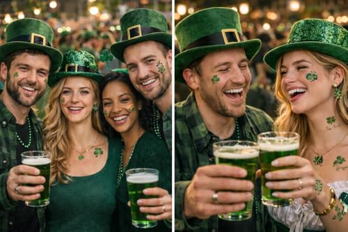 St. Patrick's Day Temporary Tattoos, 8 Pack with 60 Designs