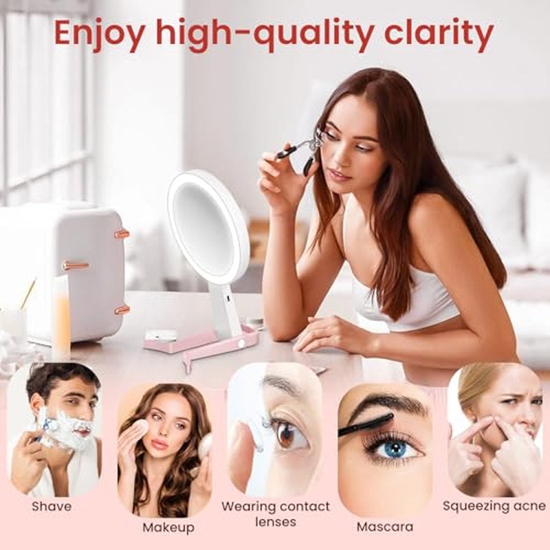 10X/1X Magnifying Makeup Mirror with 3 Color LED Lights
