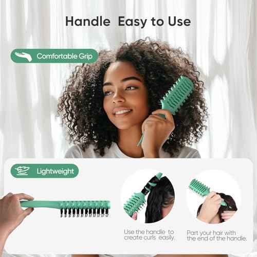 AM8:00 Curl Defining Brush for Shaping & Separating Curly Hair and Adding Volume,Vented Hairbrush for Blow Drying,for Women and Men