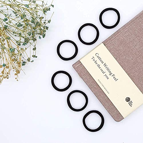 Biodegradable Eco Friendly Elastic Thick 8mm Large Hair Ties for Women & Men - Organic No Crease - Cotton Natural Rubber Ponytail Holders - Hair Ties for Buns - Plastic Free Hairbands (12 Pcs, Black)