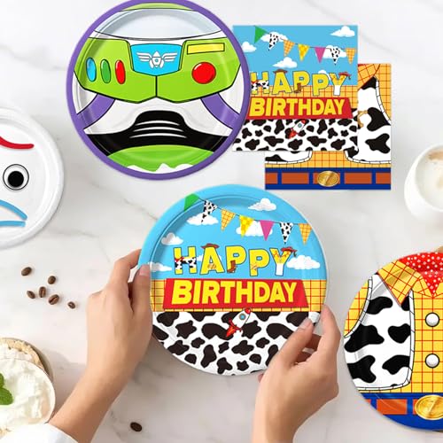 Cartoon Birthday Party Supplies Set for 30 Guests - Plates & Napkins
