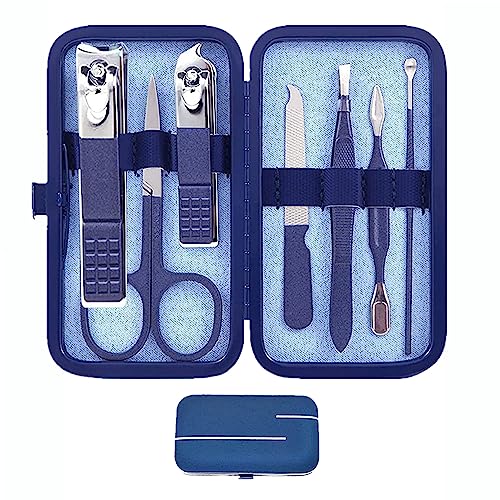 Manicure Set Men Women Nail Clipper Set Nail Clippers Kit Personal Care Tools with Portable Case Pedicure Tools Men Grooming Kit for Father Family Boy Men Women(Blue)