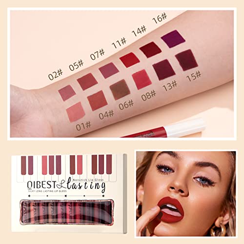 12-Color Nude Matte Liquid Lipstick Set – Waterproof Long-Lasting