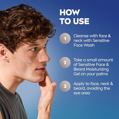 NIVEA MEN Sensitive Face and Beard Moisture Gel, Gentle Face and Beard Moisturizer for Men Instantly Hydrates Skin and Conditions Beards, 1.7 Fl Oz Tube, Pack of 3