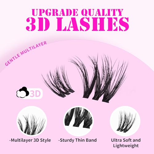 GAQQI 3D Lash Clusters 110pcs - 10-14mm Wispy Volume Extensions