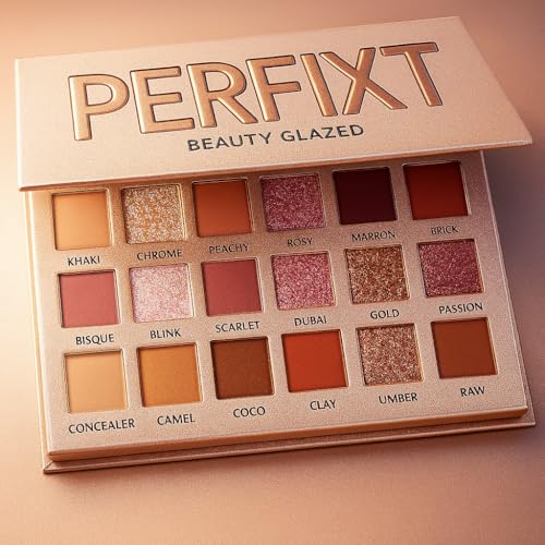 18 Color Natural Eyeshadow Palette ? Soft Matte Shimmer & Glitter Finish with Built-In Concealer Shade ? Ultra-pigmented Blendable Mauve Brown Nude Eyeshadow Palette, Cream Eyeshadow for Older Women