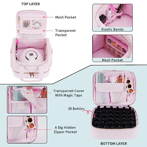 Nail Polish Organizer Case for 30 Bottles | Waterproof Nail Tech Bag