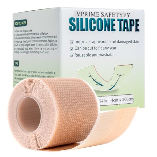 Silicone Scar Tape, Silicone Scar Sheets for Surgical Scars (1.6"x 80" Roll-2M), Medical Ggrade Scar Tape for Scars, Keloid, Acne Scars, Burn, C-Section, Stretch Marks Scars Away