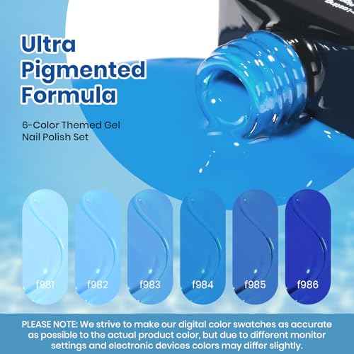 Beetles Blue Gel Polish Set Winter Gel Nail Polish 6 Colors Light Baby Dark Navy Blue Soak off Uv Led Lamp Needed Manicure DIY Home Gifts for Women Ocean Range