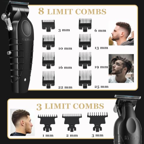 KEMEI Professional Hair Clipper Trimmer Shaver Set with Guide Combs
