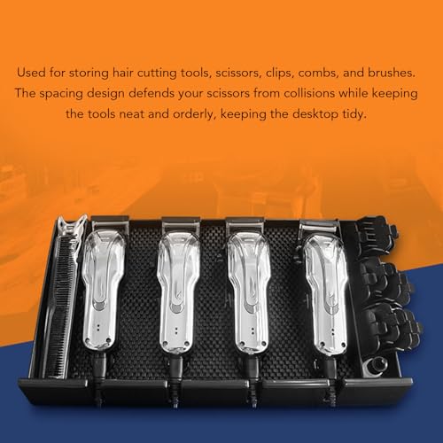 Station Organizer, Multi Compartment Countertop Tool Storage for Busy Barbers Stylists, Barber Clipper Organizer Plastic Anti Slip Push Pull Hair Clipper Holder Barber Station