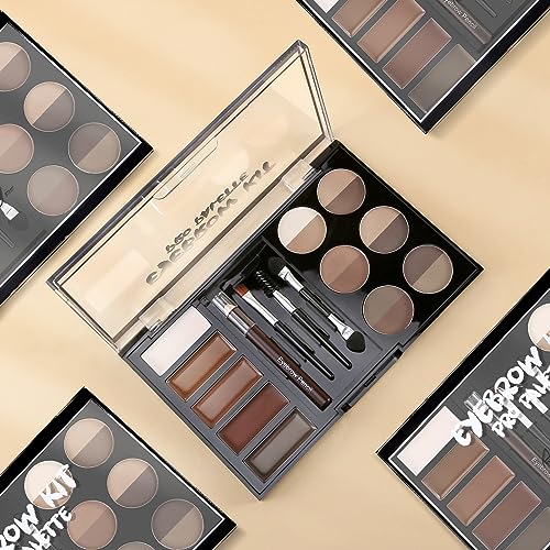 12-Color Eyebrow Powder Palette Kit with 5 Mascaras & Stencils