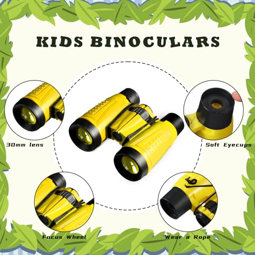 Libima 24 Pcs Binoculars for Kids Educational Compact Kids Binoculars with Neck String Toddler Binoculars for Boys Girls Learning Bird Watching Camping Hiking Travel Safaris Birthday Gifts (Black)