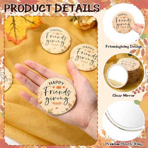 12 Sets Happy Thanksgiving Gifts Friendsgiving Pocket Mirror with Cards for Women Thanksgiving Party Favors Friendsgiving Decorations Thank You Gift for Guest Coworker Teacher Nurse (Classic)