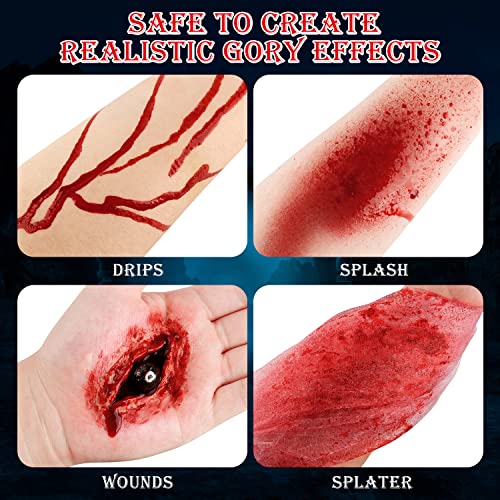 2 PCS Washable Fake Blood Spray,Halloween Fake Blood Splatter, Liquid Blood for Clothes,Skin and Eye Drops,Squirt Fake Blood Makeup for Vampire Monster Zombie Bride and Costumes,100g(3.53 Oz)