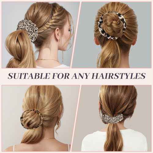5Pcs Leopard Satin Scrunchies for Women, Softer Than Silk Scrunchies, Fashion No Crease Hair Ties for Thin Thick Hair,Soft Hair Bands No Damage for Girls, Ideal Gifts for Women (Set 4)