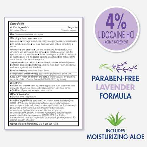 TheraCare 4% Lidocaine Roll-On | Soothing Lavender Scent | OTC Strength | Pain Relief Liquid | 2.5 oz. 73 mL | Topical Anesthetic