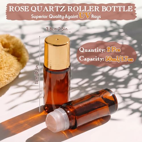 Rose Quartz Roller Bottle 50ml - Pink Crystal Essential Oil Applicator