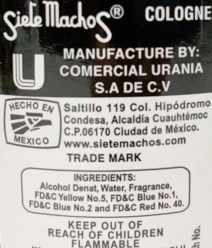 Siete Machos URANIA Original Cologne 7.44 oz - Traditional Floral & Aromatic Fragrance