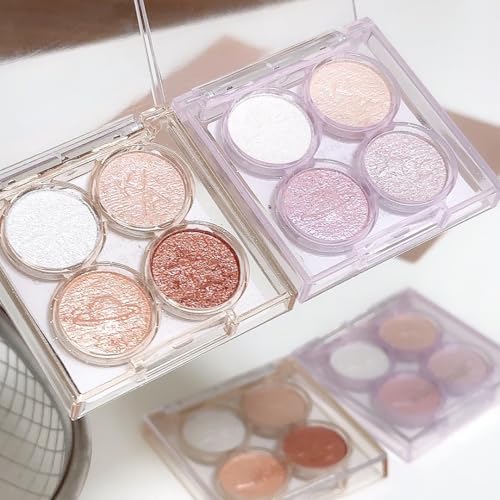 4-Color Glitter Eyeshadow Palette Set - Long-Lasting Shimmer
