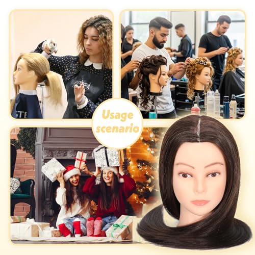 MQHIHI 22" Mannequin Head with 80% Real Hair for Styling