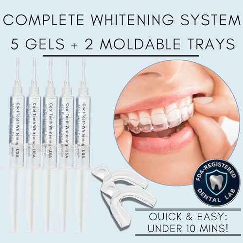 Teeth Whitening Gel for Trays – Pro Strength 44% Carbamide Peroxide, 5 Syringes (50 Uses) + 2 Trays, Enamel Safe Teeth Whitener, Removes Coffee, Wine & Tobacco Stains, at-Home Pro Whitening Kit