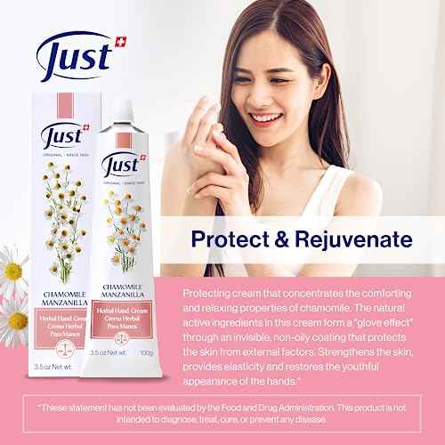 SwissJust Chamomile Hand Cream 100ml, Protecting Cream that Concentrates the Comforting & Relaxing Properties of Chamomile. Strengthens the skin, Provides Elasticity & Restores Anti Aging Hand Cream