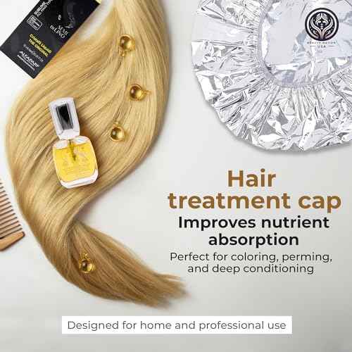 Alfaparf Sublime Cristalli Liquidi Hair oil serum Bundle with Beauty Nation treatment cap, sulfate free and vegan formula, Hair heat protectant 15ML