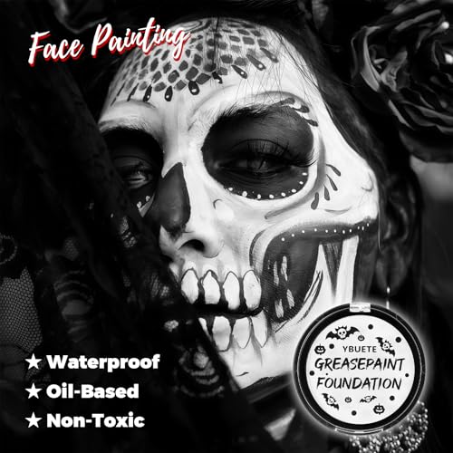 YBUETE Waterproof White Face Paint for Halloween & Cosplay