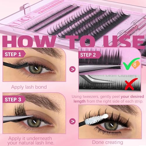 ALICE Flaunt Lash Clsuters Eyelash Clusters, Fluff Lash Extensions Anime Spiky Eyelash Extensions, Fairy Manga Volume Individual Lashes with Bottom Lashes 8-18mm SIY Separate it Yourself
