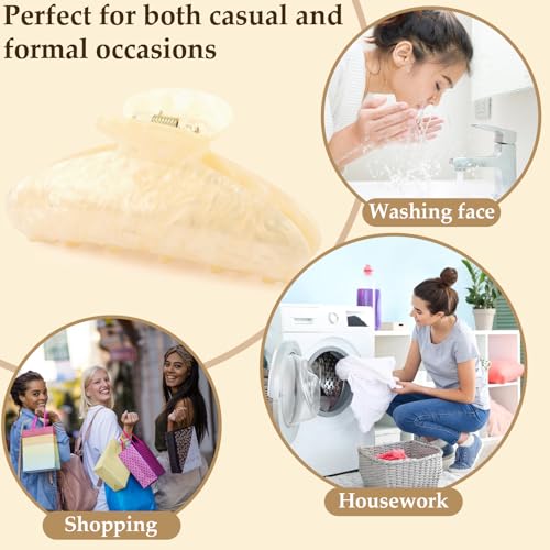 Vovii 4-Pack Acrylic Hair Claw Clips for Women - Champagne, Brown, Beige, Red
