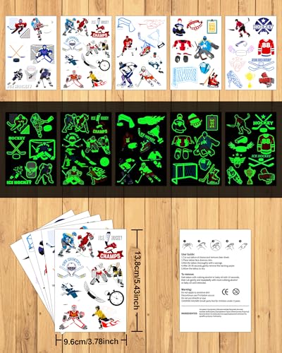 Glow in Dark Hockey Temporary Tattoos 168pc Party Favors