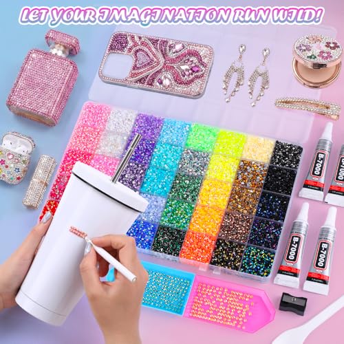 JOICEE 40000 Resin Rhinestones 40 Colors 3mm Flatback with Glue Kit