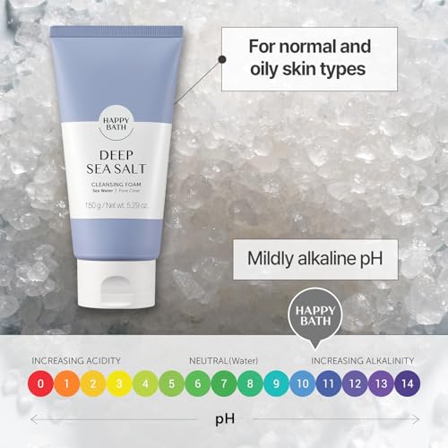 Deep Sea Salt Facial Cleanser with Cellulose Beads – Gentle Daily Foam for Oily/Combo Skin