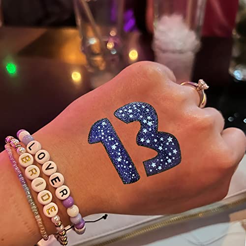 36 Pcs Glitter Concert Merch,13 Temporary Tattoo,13 Tattoo, Hand tattoo, Star Temporary Tattoos, Concert Accessories for Singer Gifts