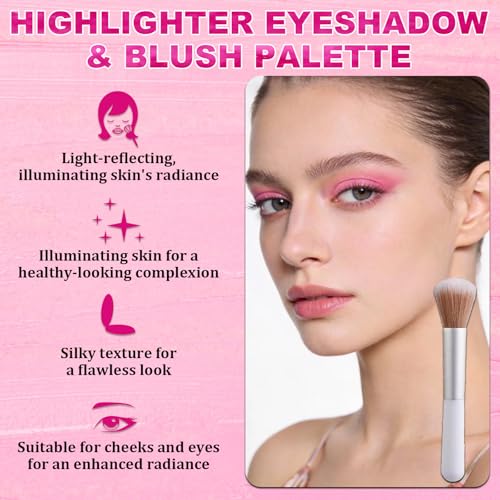 4-in-1 Blush Highlighter Eyeshadow Palette with Brush