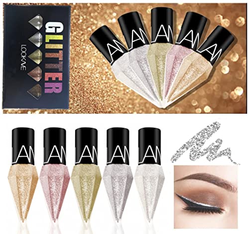 Go Ho Glitter Liquid Eyeliner Set - 5 Colors Metallic Shimmer