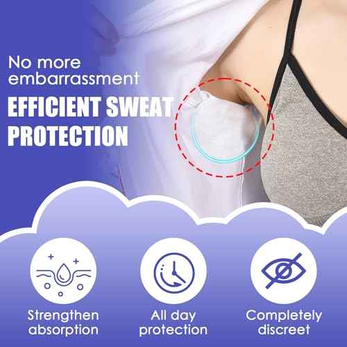 100pcs Underarm Sweat Pads, Sweat Pads for Under Arms, Armpit Anti Sweat Wipes, Non Visible, Comfortable Unflavored, Disposable Underarm Dress Guards for Men and Women, Non Sweat Armpit Protection