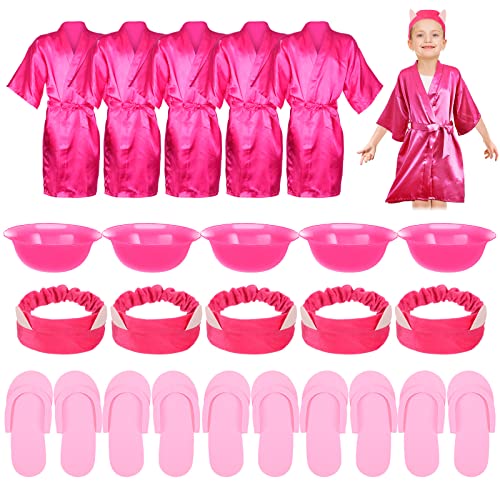Therwen 20 Pcs Spa Party Supplies Include Kimono Robe Spa Headband Disposable Foam Pedicure Slippers Mask Washbasin for Salon Pedicure Washing Shower, Size 10