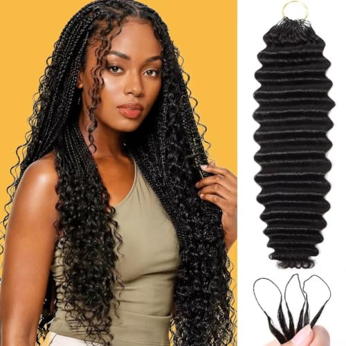 ISHOW 14 Inch Deep Wave Crochet Human Hair Extensions for Black Women