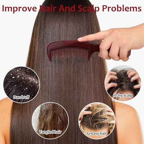 Dandruff Comb, 2 Pcs Scalp Sweep Detoxing Hair brush Set for Dandruff Removal, Scalp Build Up Remover and Stainless Steel Fine Tooth Comb for Scalp Massage Combs