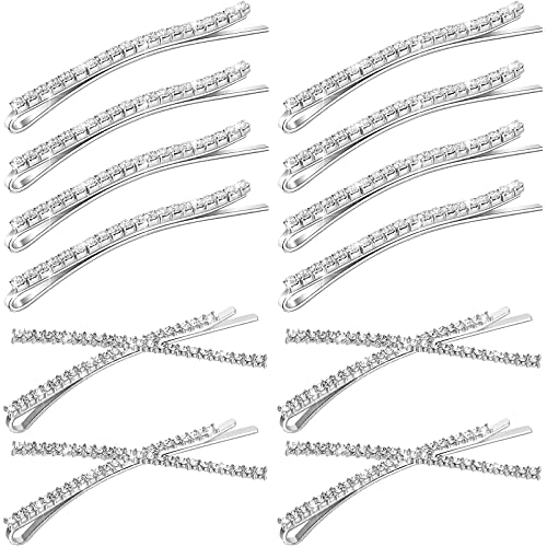 Rhinestone Bobby Pins Silver 12 Pack Decorative Hair Clips