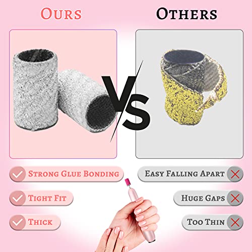 100 Pcs Fine Grit Nail Sanding Bands with Mandrel Bit for Nail Drill