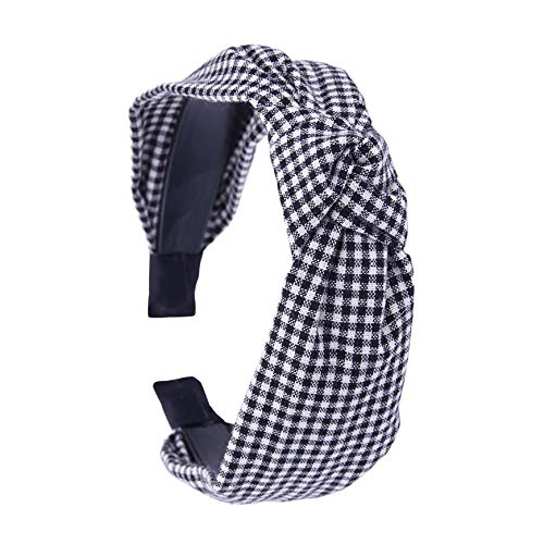 4-Pack Gingham Turban Headbands – Non-Stretch 13cm Active Hair Accessories