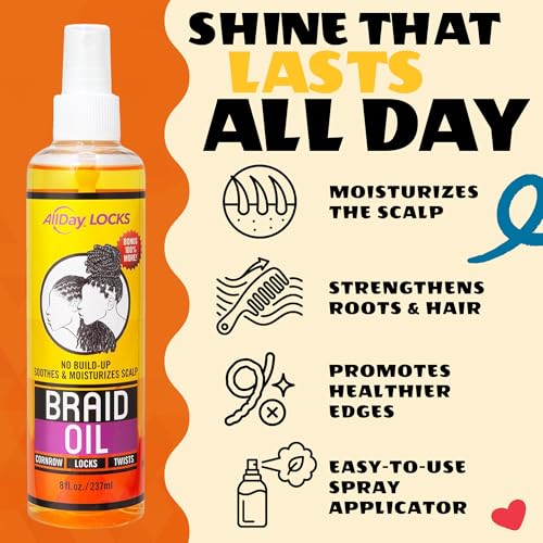 AllDay Locks Braid Oil Spray - Scalp & Hair Moisturizer, 8 oz