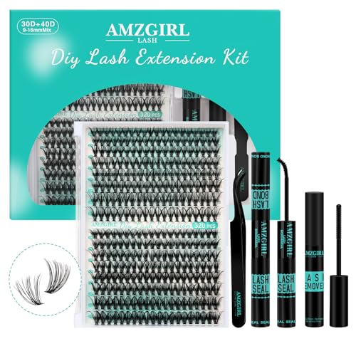AMZGIRL LASH Individual Eyelash Extensions Kit - 320 Pcs DIY
